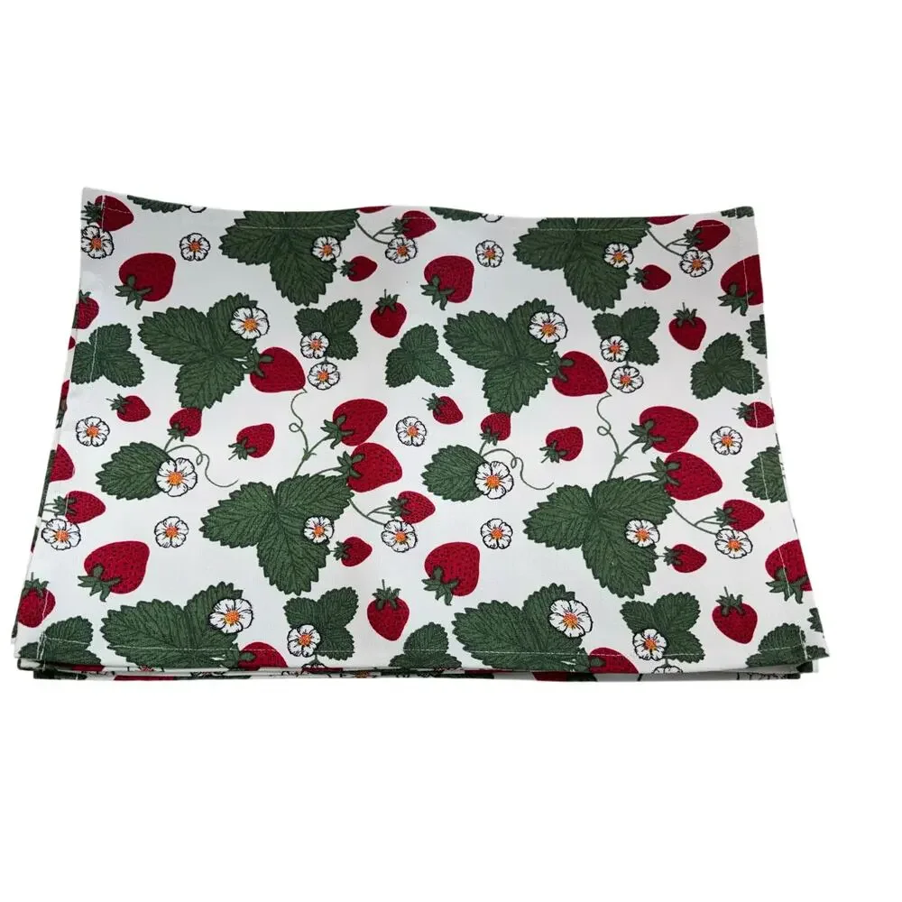 Mabelle Kitchen & Table Strawberry Ceramic Platter 4 Trivets 8 Placemats Set